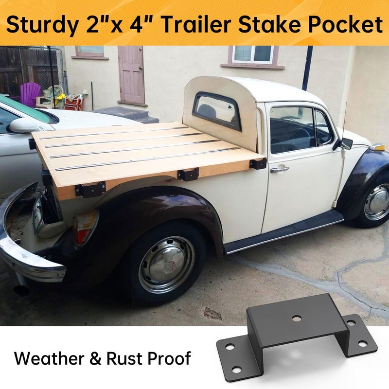FOROIRON 8 Pcs Trailer Stake Pocket Bracket for 2'' x 4'' Lumber Heavy Duty Utility Trailer Stake Pocket for Trailer, Truck, Box Trailer, Flatbed Trailer - Image 3